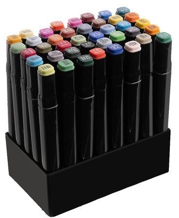 Set 40 markere 2 capete subtire si gros, cu geanta de depozitare, multicolore